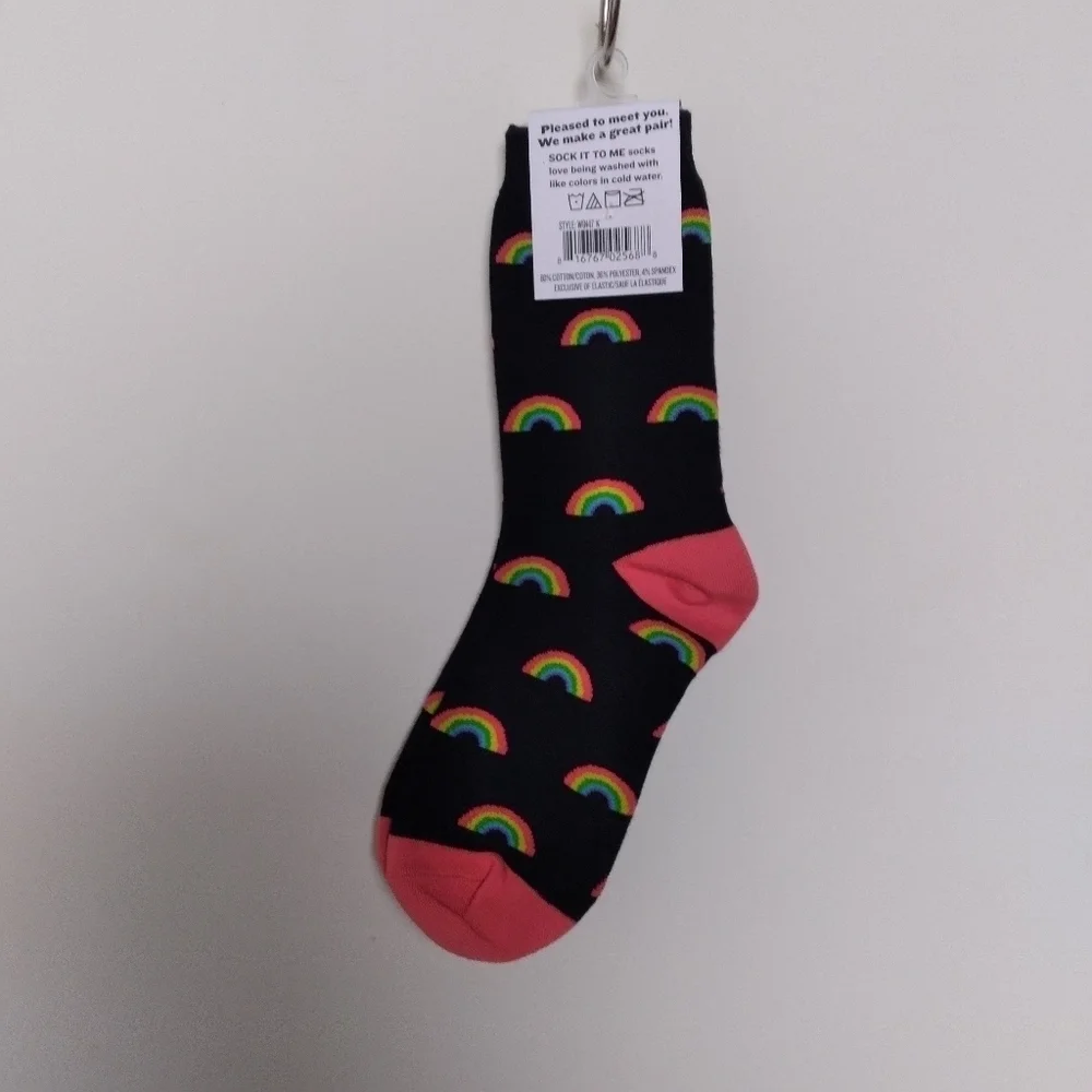Sock It To Me Women's Retro Rainbow Print Crew Socks New with Tags